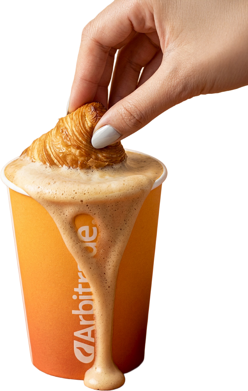 Vaso de café Arbitrade con croissant